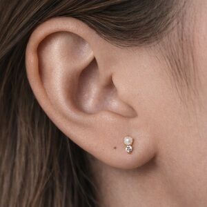 ✨ Maison Miru Pearl & White Topaz Nap Earrings – Gold | New - Never Worn ✨